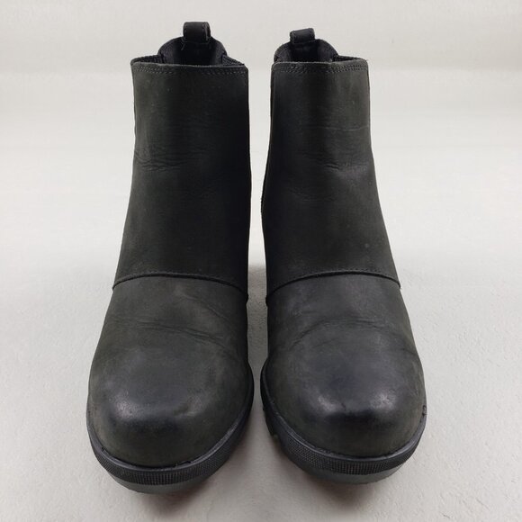 Sorel Joan of Arctic Wedge II Chelsea Boot Women 8.5 Black Leather Pull On Ankle - Picture 4 of 13
